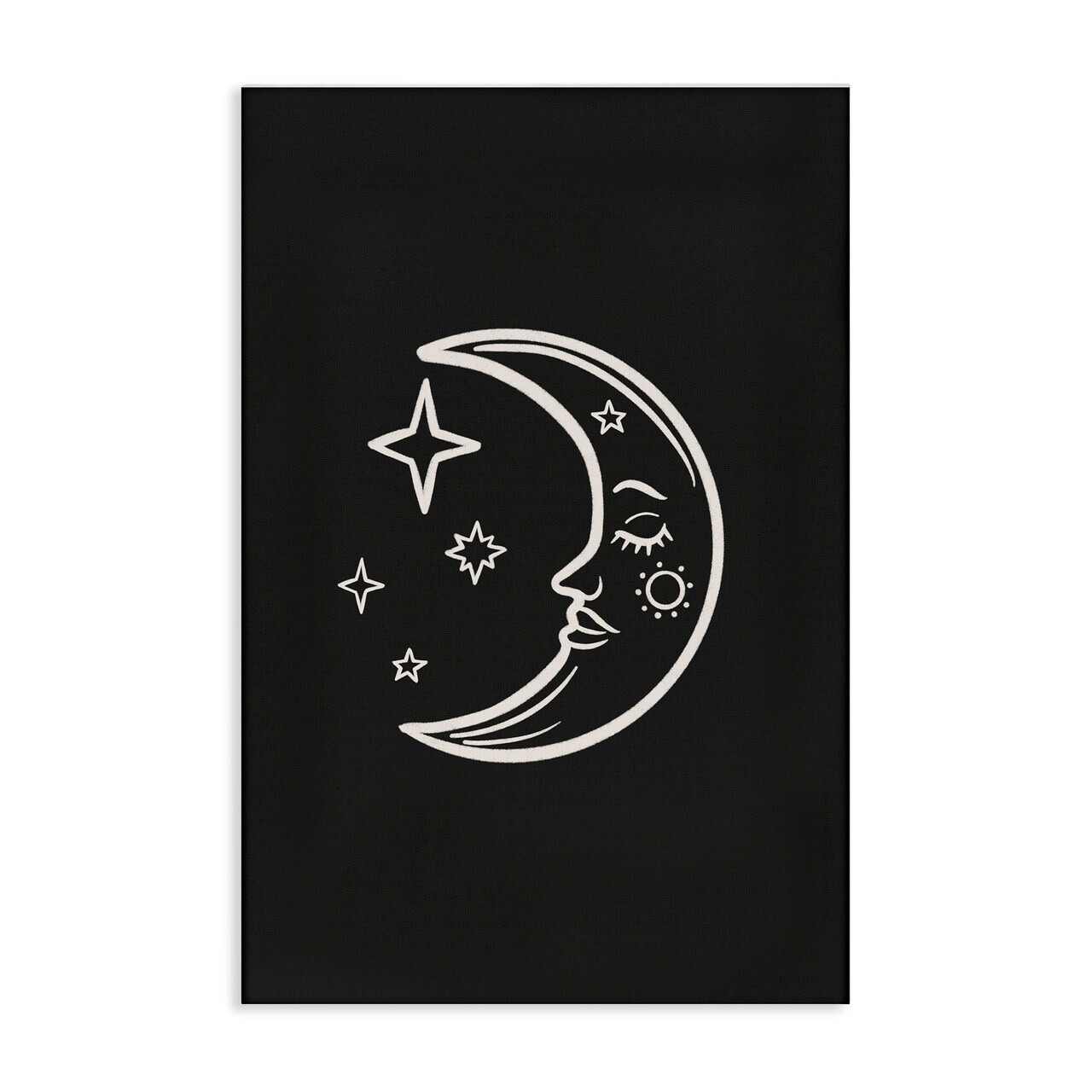 Stupell Industries Moon & Stars on Black Canvas Wall Art Design by JJ Design House LLC